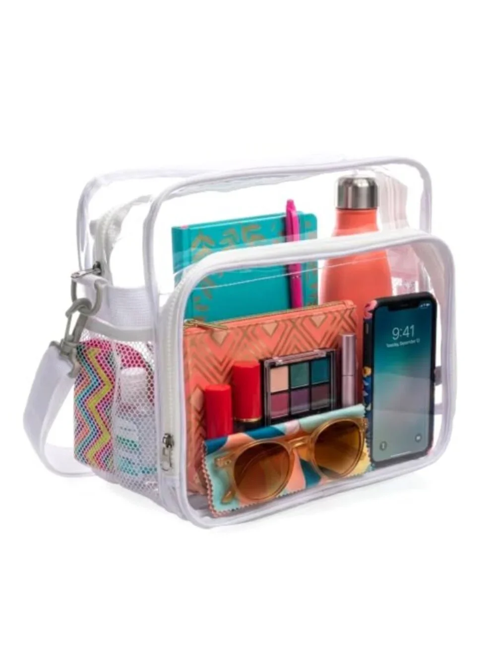 Clear Stadium Tote Bag, Heavy Duty Transparent Crossbody for Concerts &
